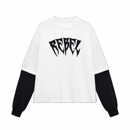 RWA Layered Contrast Sleeve Cotton T-Shirt