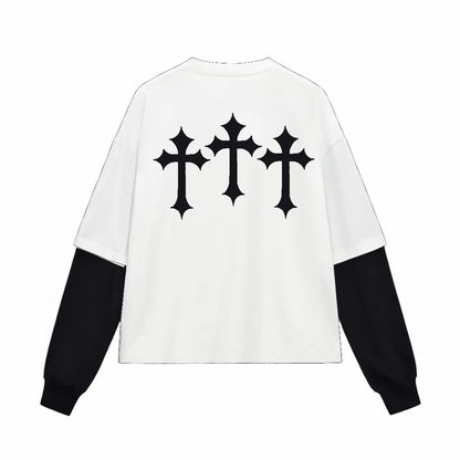 RWA Layered Contrast Sleeve Cotton T-Shirt