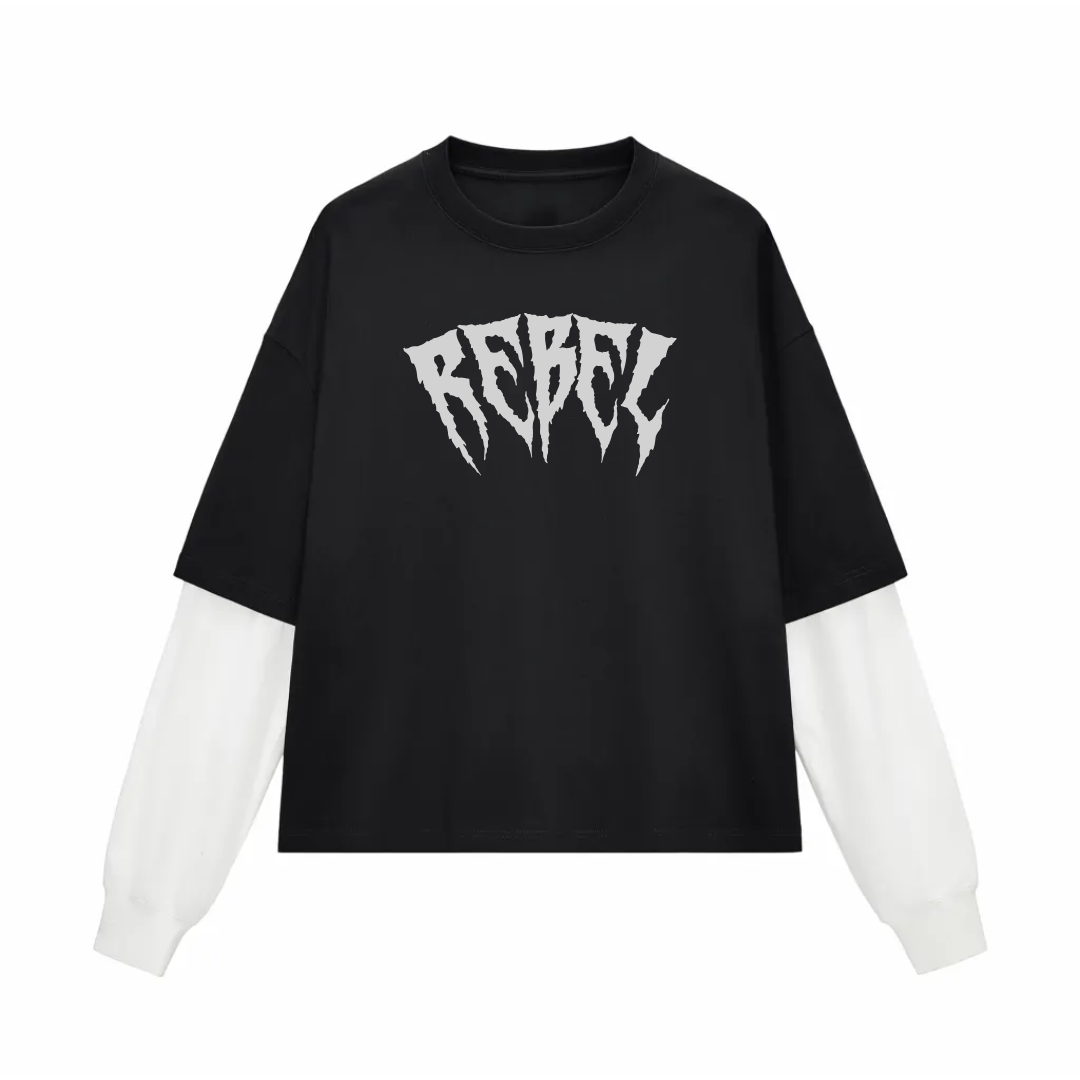 RWA Layered Contrast Sleeve Cotton T-Shirt