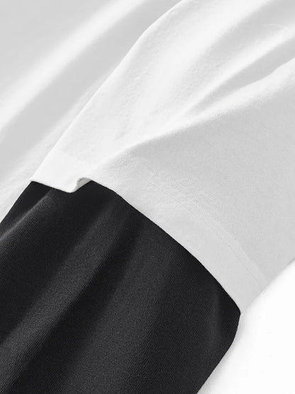 RWA Layered Contrast Sleeve Cotton T-Shirt