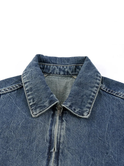 CR38 Vintage Wash Zip Up Denim Jacket