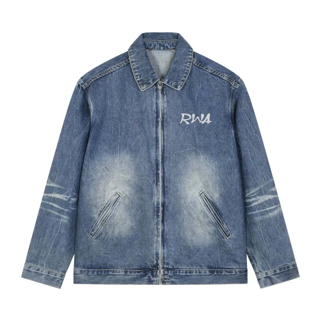 CR38 Vintage Wash Zip Up Denim Jacket